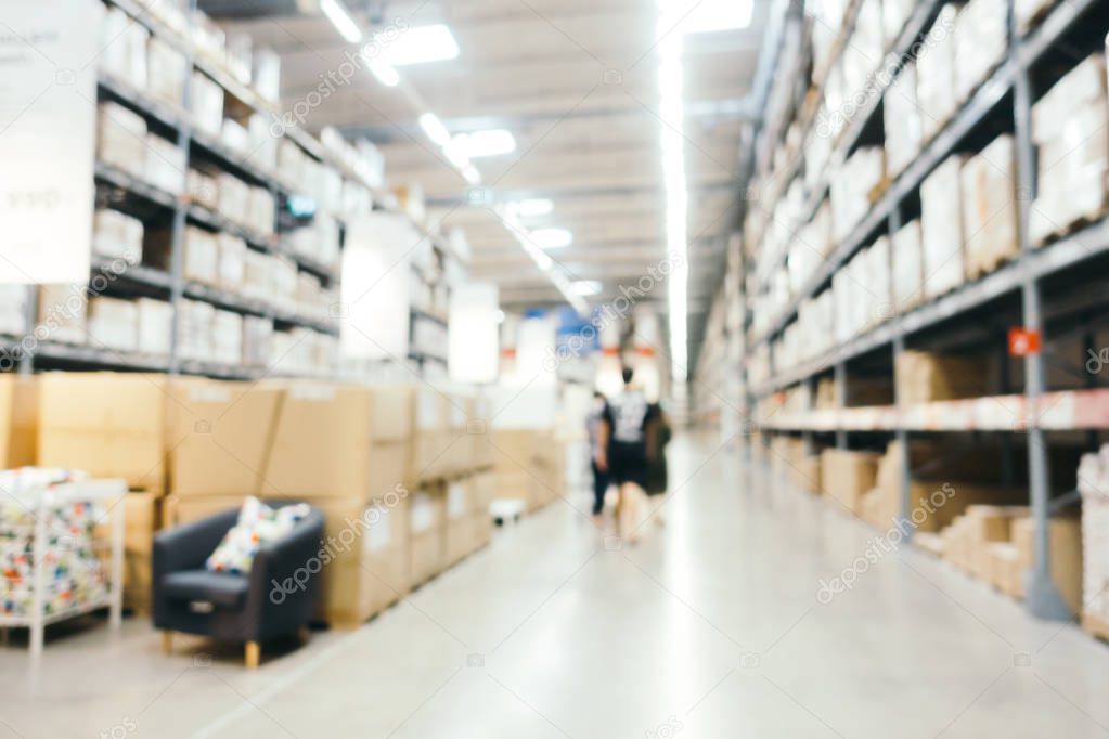 Abstract blur and defocused warehouse store interior