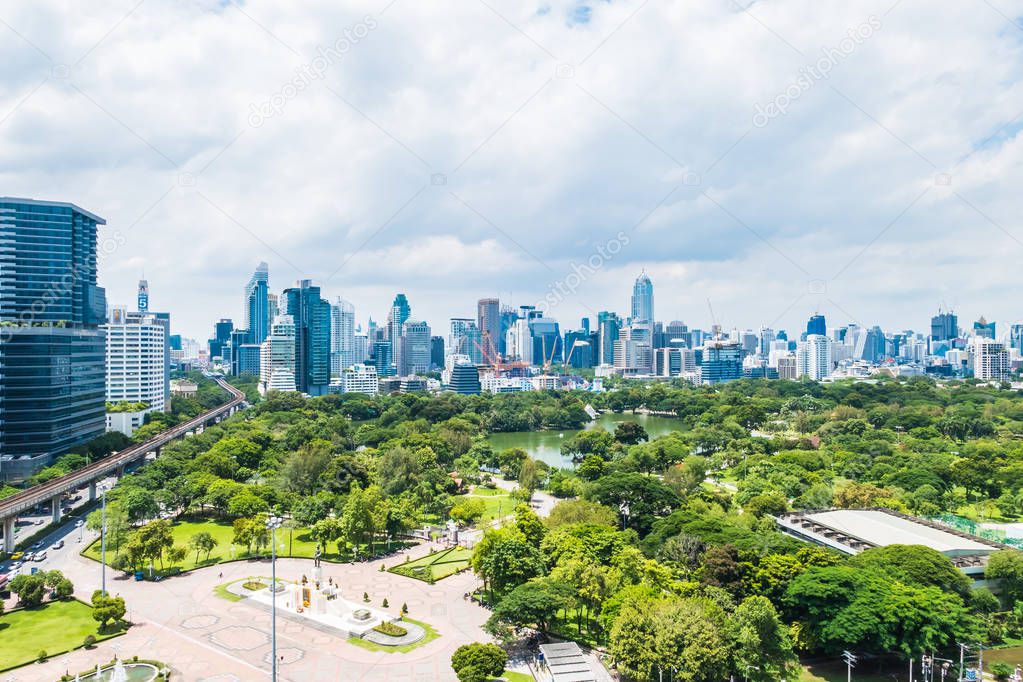 Beautiful office building tower and architecture in bangkok city