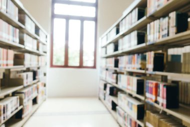 Soyut bulanıklık ve Kütüphane içinde ufuk bookshelf