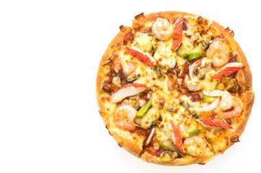 Deniz ürünleri pizza ahşap tepsi 