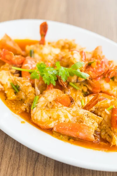 Fried prawn and shrimp with garlic — Stock Photo, Image