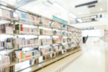 Soyut bulanıklık ve Kütüphane içinde ufuk bookshelf