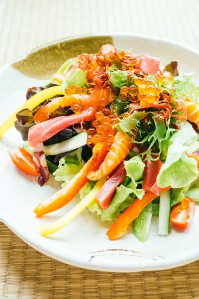 Raw and fresh sashimi fish meat with vegetable — Stock Photo, Image