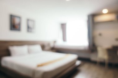 Bokeh ve ufuk yatak odası iç soyut bulanıklık