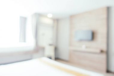 Bokeh ve ufuk yatak odası iç soyut bulanıklık