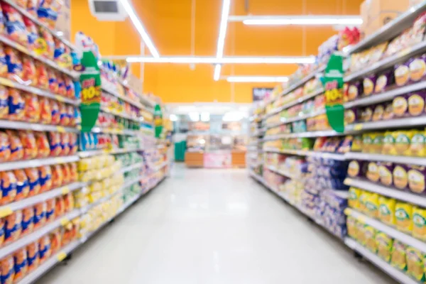 Supermarché abstrait de flou dans le magasin de compartiment — Photo