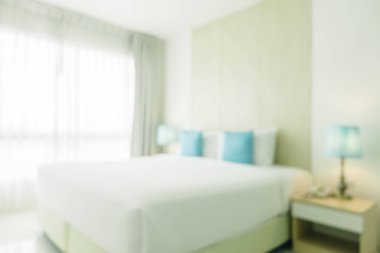 Soyut bulanıklık ve ufuk yatak odası iç ve dekorasyon