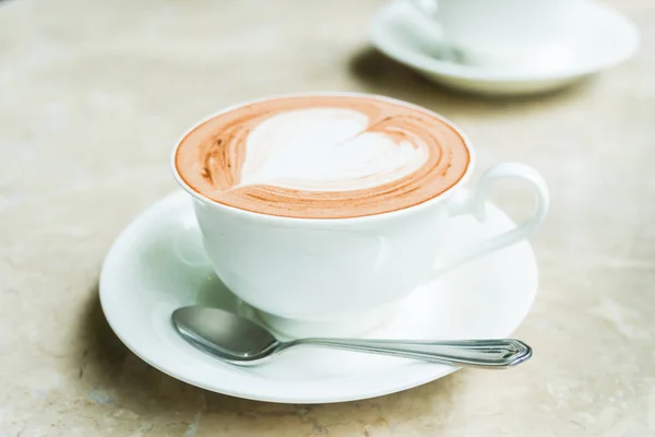 White cup with hot chocolate — Stock Photo, Image