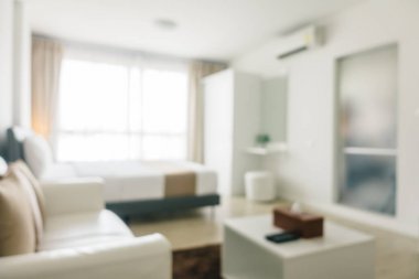 Soyut bulanıklık ve ufuk yatak odası iç ve dekorasyon