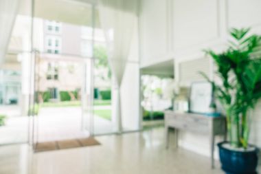 Soyut bulanıklık ve ufuk oturma odası iç ve dekorasyon