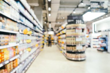 Soyut bulanıklık ve süpermarkette alışveriş bölümü s defocused