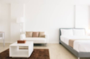 Soyut bulanıklık ve ufuk yatak odası iç ve dekorasyon