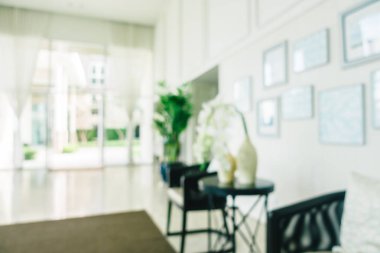 Soyut bulanıklık ve ufuk oturma odası iç ve dekorasyon