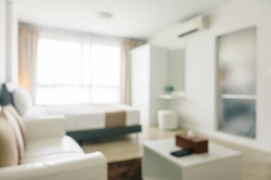 Soyut bulanıklık ve ufuk yatak odası iç ve dekorasyon