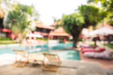 Hotel resort arka plan için soyut bulanıklık yüzme havuzunda
