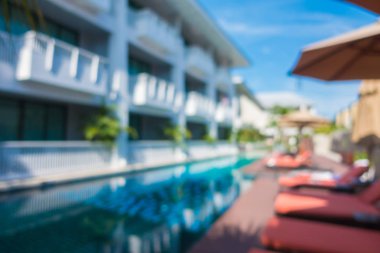Hotel resort arka plan için soyut bulanıklık yüzme havuzunda