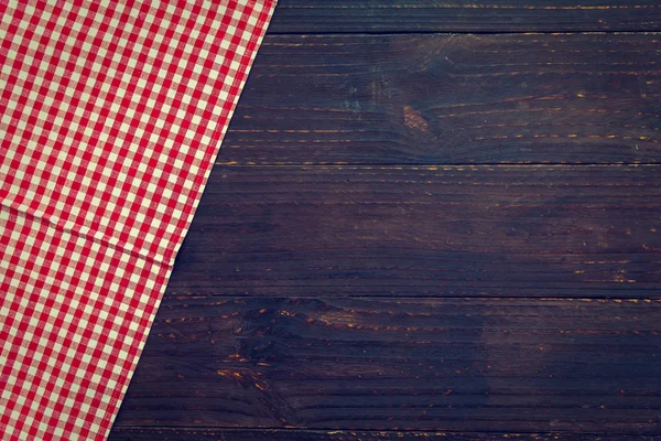 Keuken Doek Houten Tafel Met Kopie Ruimte Vintage Filter — Stockfoto