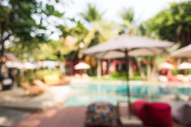 Hotel resort arka plan için soyut bulanıklık yüzme havuzunda