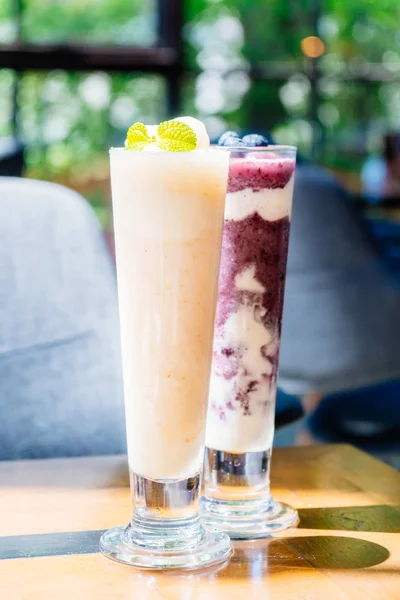Iced Drinkglas Met Lychee Smoothies Yoghurt — Stockfoto