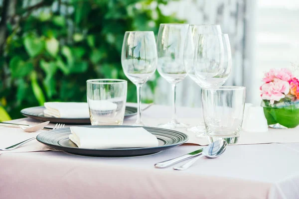 Romantic Dining Table Setting Wine Glass Other — Stock Photo, Image