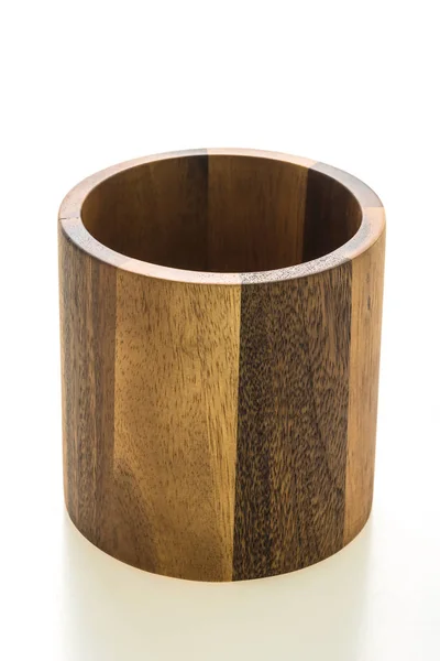 Wooden Bowl Isolated White Background — Stock Photo, Image