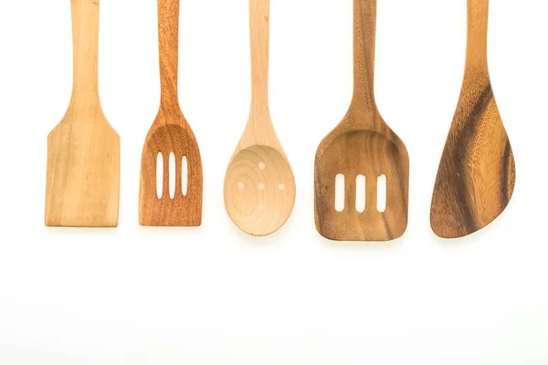 Wood Utensils Kitchen Ware Isolated White Background — Stock Photo, Image