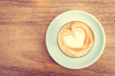 Sıcak latte kahve Kupası Cafe shop - Vintage filtre tablo