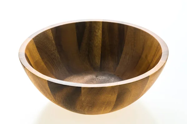Wooden Bowl Isolated White Background — Stock Photo, Image