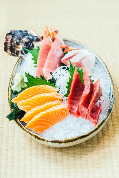Rauwe Verse Zalm Tonijn Ander Visvlees Sashimi Japans Eten Stijl — Stockfoto