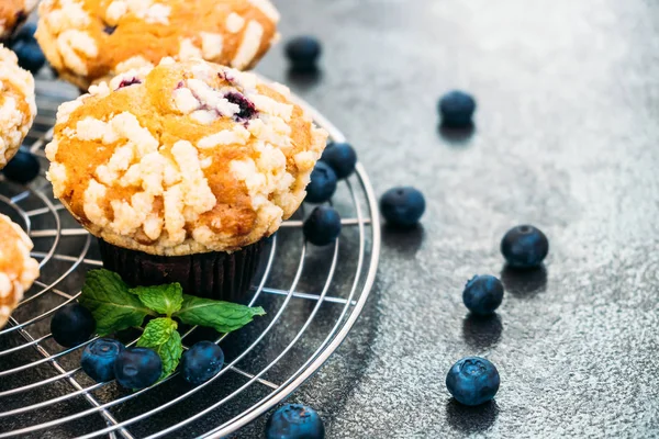 Dolce Dessert Con Muffin Mirtilli Elaborazione Filtri — Foto Stock