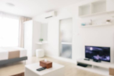 Soyut bulanıklık ve ufuk yatak odası iç ve dekorasyon