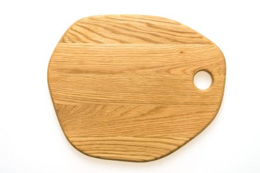 Kahverengi ahşap doğrama ve beyaz arka plan üzerinde izole kesme tahtası