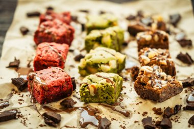 Şekerli tatlı çikolata kek pasta kahverengi kağıt - filtre işleme ile