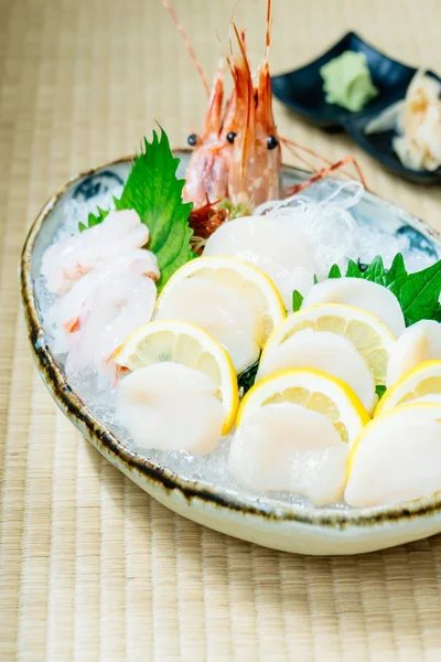 Raw Fresh Sashimi Set Hotate Oyster Prawn Shrimp Japanese Food — Stock Photo, Image