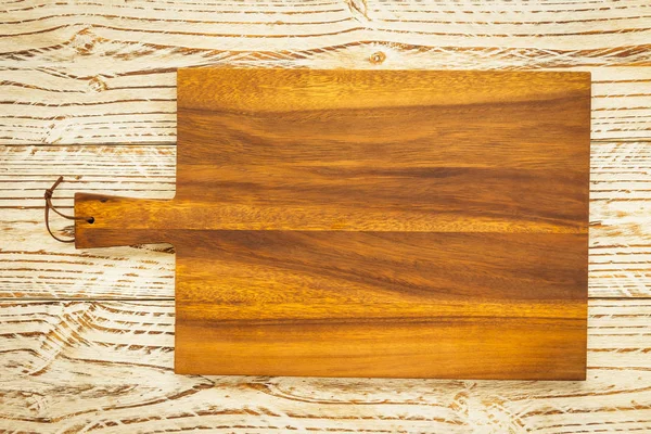 Tagliere Legno Sfondo Legno Con Spazio Copia — Foto Stock