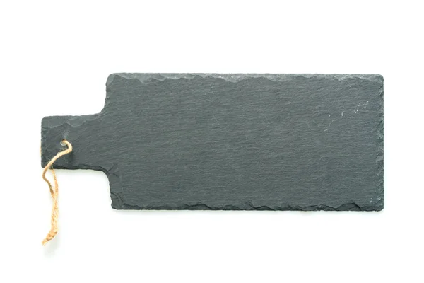 Black Stone Slate Isolated White Background — Stock Photo, Image