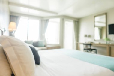 Soyut bulanıklık ve ufuk yatak odası iç ve dekorasyon