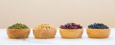 Böbrek mung siyah ve soya fasulyesi - sağlıklı ve beslenme gıda kavramı tarzı ile karışık fasulye