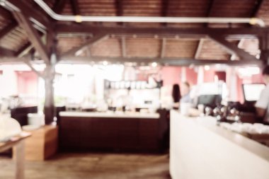Bulanıklık restoran ve kafe Cafe iç arka plan - Vintage filtre için