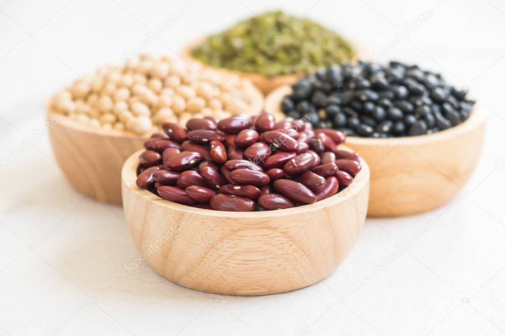 Mixed beans with kidney mung black and Soy Bean - Healthy and Nutrition food concept style