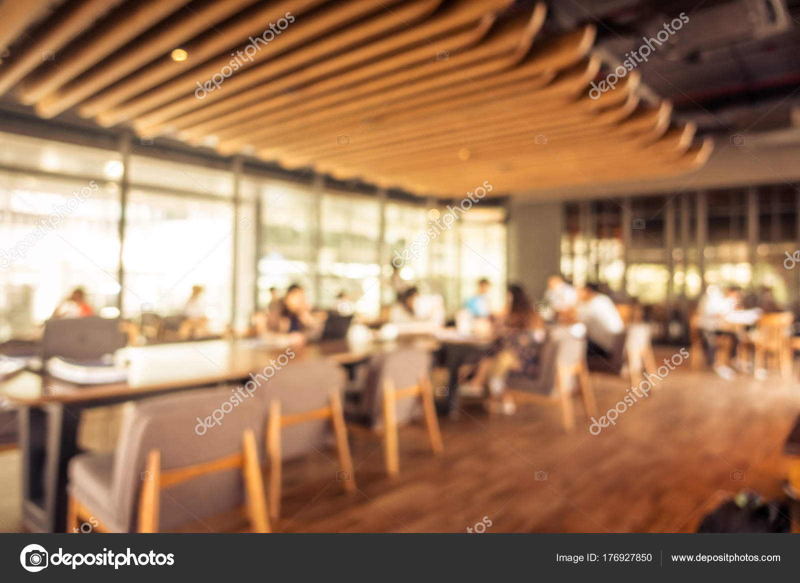 Abstract Blur Defocused Coffee Shop Cafe Restaurant Interior