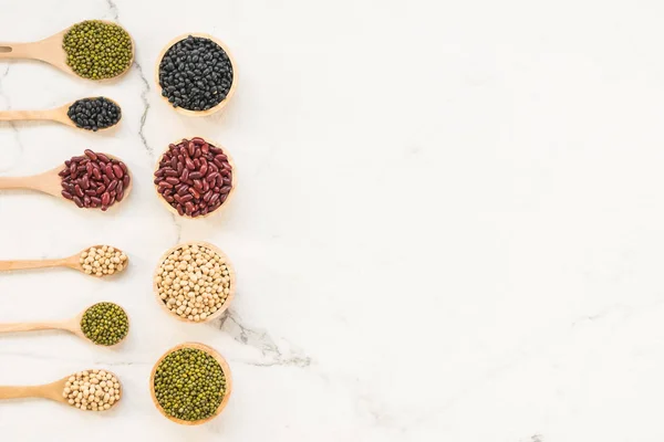 腎臓ムング黒と大豆の健康栄養食品コンセプト スタイルとミックス豆 — ストック写真