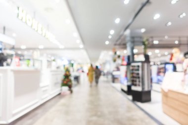 Arkaplan için mağaza içindeki soyut bulanıklık ve odaklanmış alışveriş merkezleri