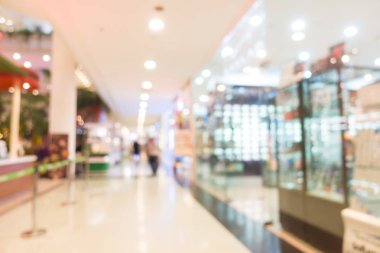 Arkaplan için mağaza içindeki soyut bulanıklık ve odaklanmış alışveriş merkezleri