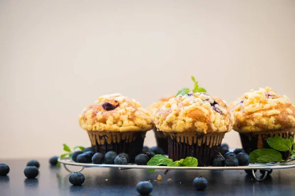 Sobremesa Doce Com Muffin Mirtilo Processamento Filtro — Fotografia de Stock