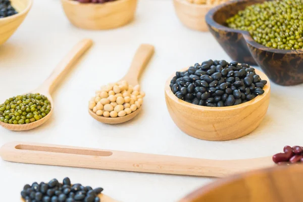 Frijoles Mezclados Con Mungo Riñón Negro Frijol Soja Estilo Concepto —  Fotos de Stock