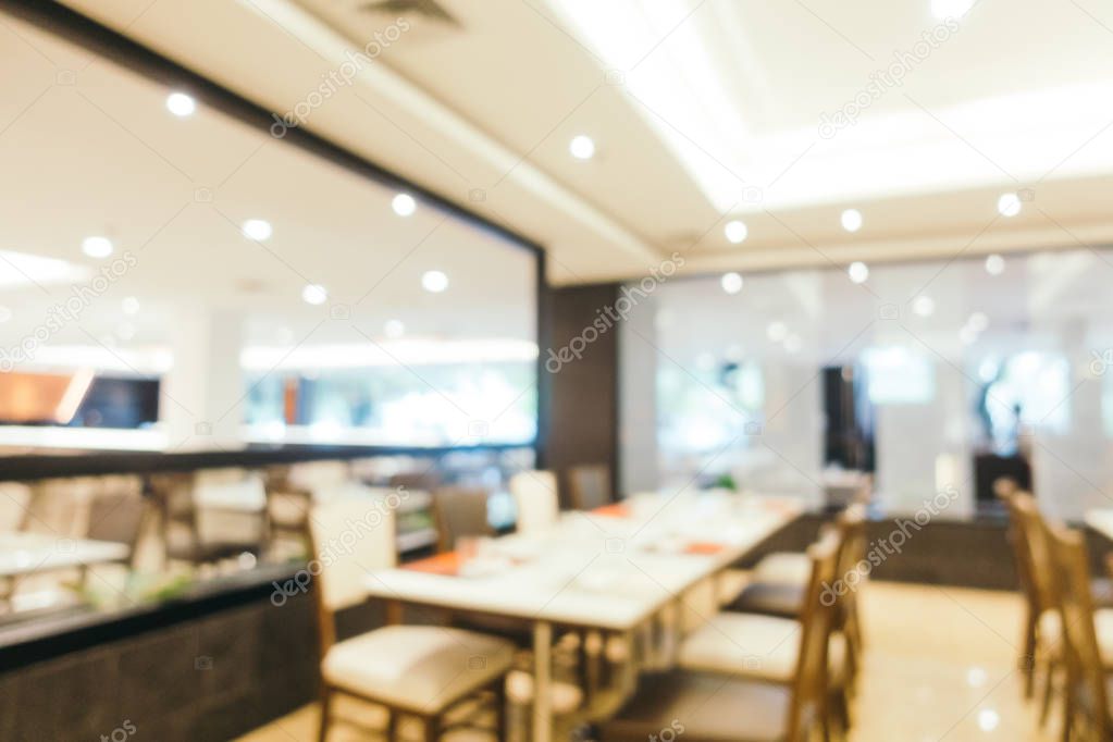 Abstract blur and defocused breakfast buffet at hotel restaurant