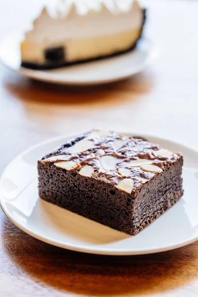 Édes Desszert Csokoládé Brownie Torta — Stock Fotó