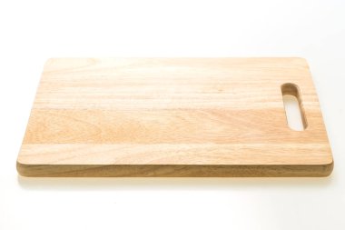 Kahverengi ahşap doğrama ve beyaz arka plan üzerinde izole kesme tahtası