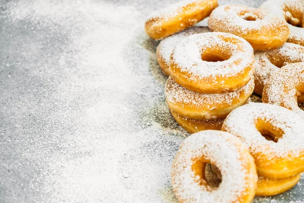 Sweet Dessert Many Donut Top Sugar Icing Unhealthy Food Style — Stock Photo, Image